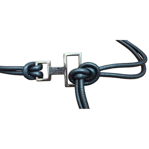 Seventy Black Leather Rope Belt or Necklace w Silver Meta main image 13